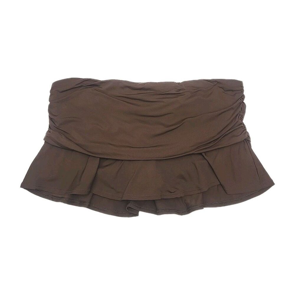 Lands' End Swim Skirt Bottom Panty Lined Women Size 18 Brown Ruffle Bathing Suit